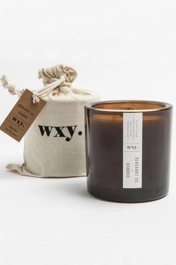 Sosandar Nightwear Women WXY Bamboo and Bergamot Large Wood Wick Candle