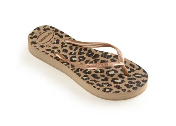 Sosandar Sandals and Flip Flops Women Havaianas Leopard Print Flatform Flip Flops