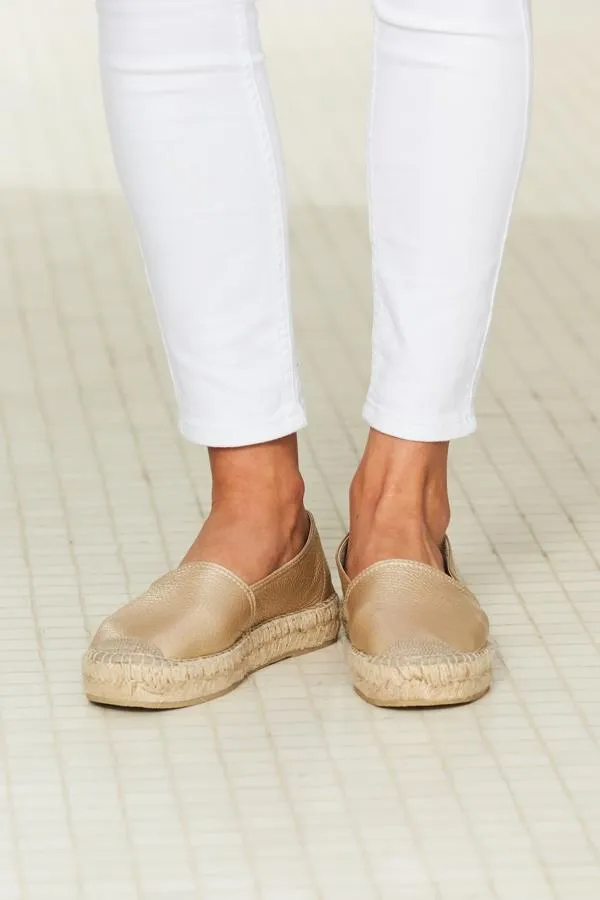 Sosandar Sandals and Flip Flops Women Paloma Gold Leather Flat Espadrille