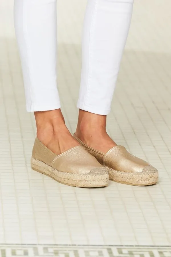 Sosandar Sandals and Flip Flops Women Paloma Gold Leather Flat Espadrille