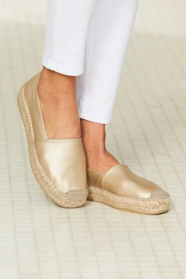 Sosandar Sandals and Flip Flops Women Paloma Gold Leather Flat Espadrille