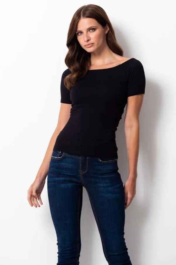 Sosandar Tops Women Black Knot Back Detail Top Black