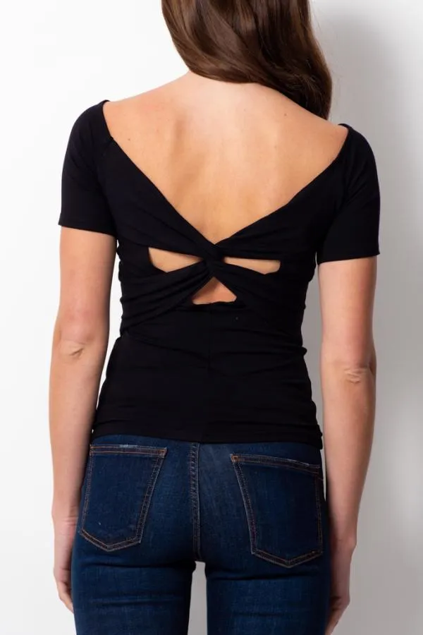 Sosandar Tops Women Black Knot Back Detail Top Black