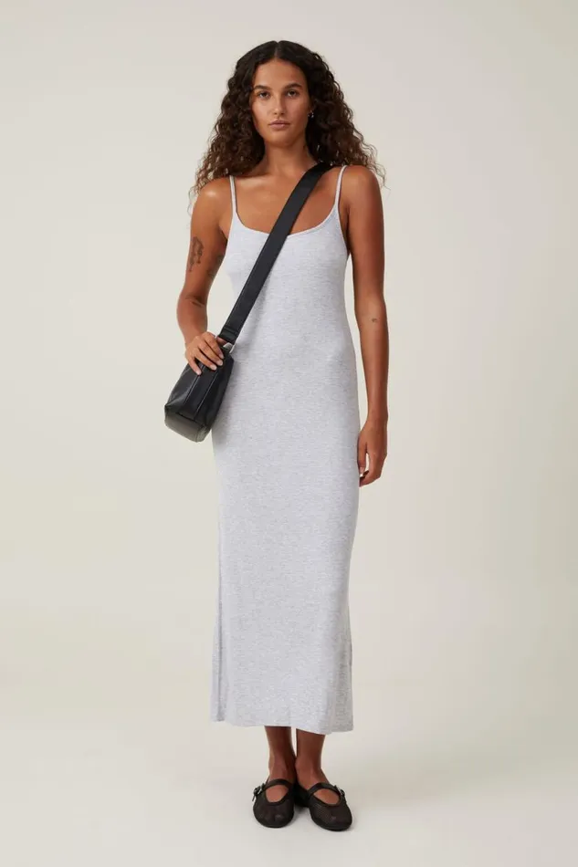 Staple 90S Slip Maxi Dress Grey Marle Women Cotton On Dresses
