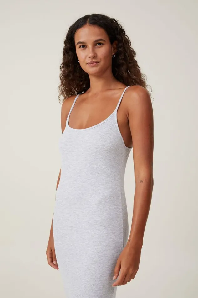 Staple 90S Slip Maxi Dress Grey Marle Women Cotton On Dresses