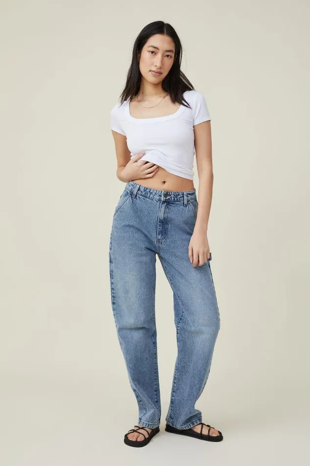 Staple Rib Scoop Neck Short Sleeve Top White Women Cotton On Tops Staple Rib Scoop Neck Short Sleeve Top White Women Cotton On Tops
