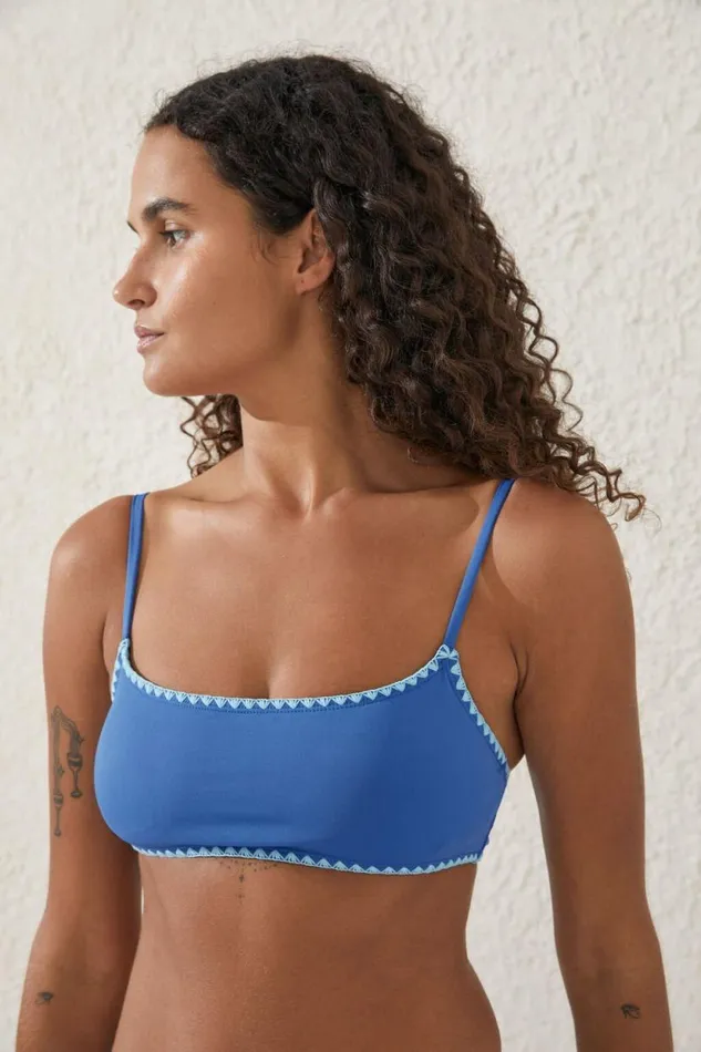Straight Neck Crop Bikini Top Spring Blueblanket Stitch Women Cotton On Bikinis Straight Neck Crop Bikini Top Spring Blueblanket Stitch Women Cotton On Bikinis