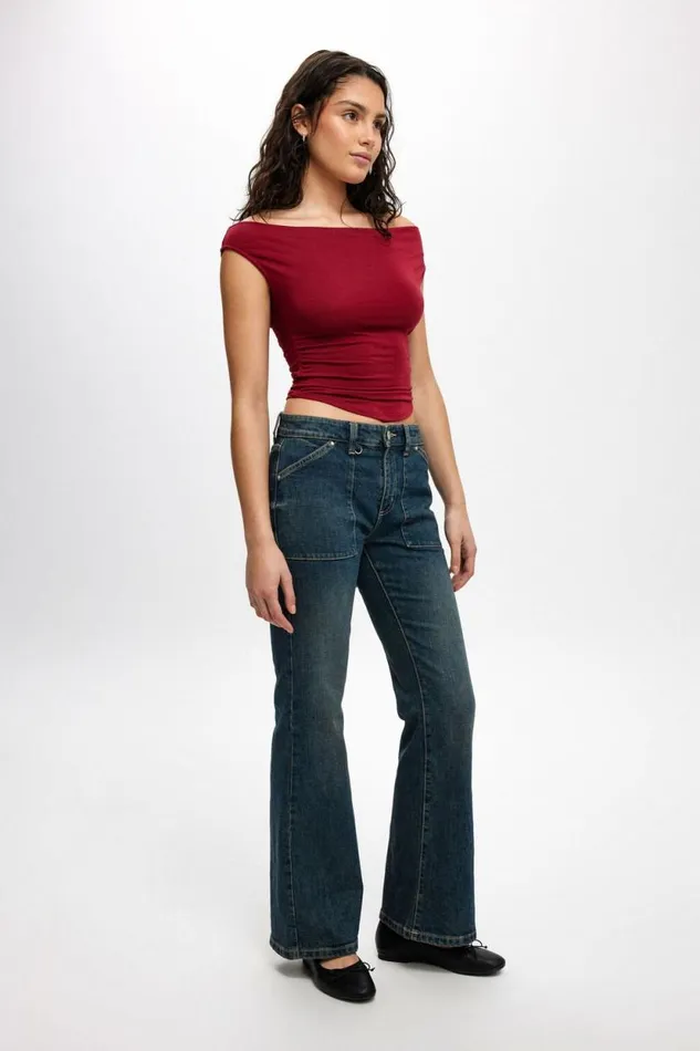 Stretch Bootcut Flare Jean Logans Blueutility Women Cotton On Pants