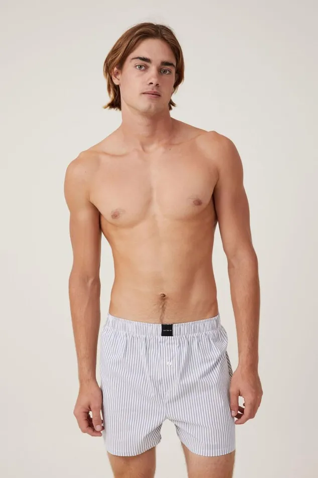 Stretch Boxer Short Grey White Stripe Men Cotton On Socks and Underwear