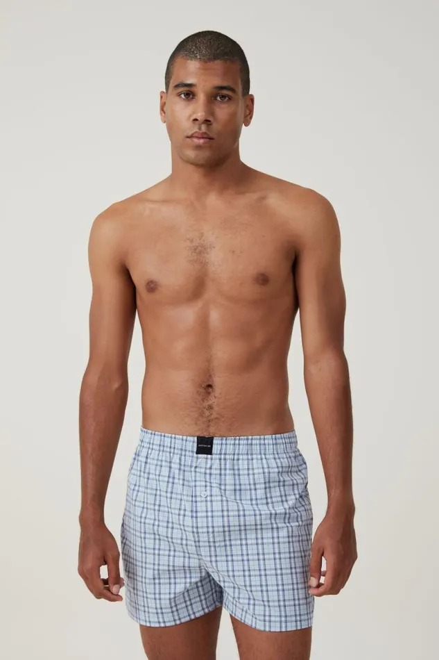 Stretch Boxer Short Light Blue Skate Check Men Cotton On Socks and Underwear