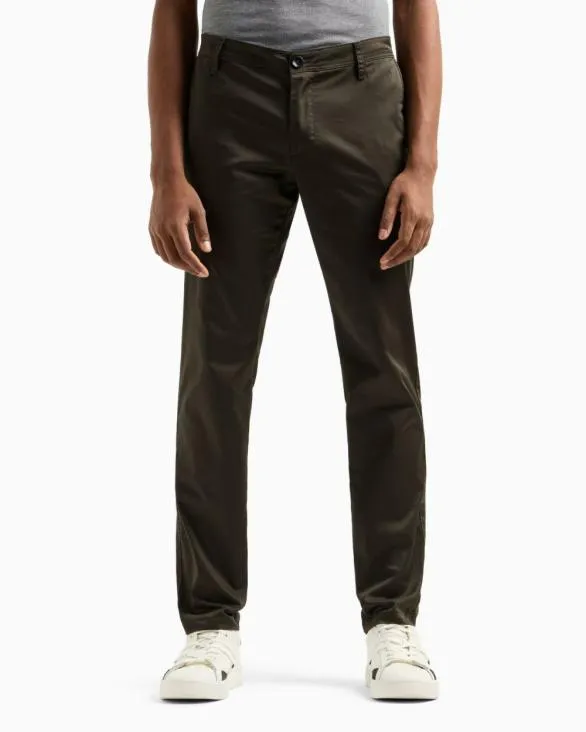 Stretch Cotton Chinos Green Men Armani Trousers And Shorts Stretch Cotton Chinos Green Men Armani Trousers And Shorts