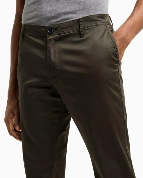 Stretch Cotton Chinos Green Men Armani Trousers And Shorts Stretch Cotton Chinos Green Men Armani Trousers And Shorts