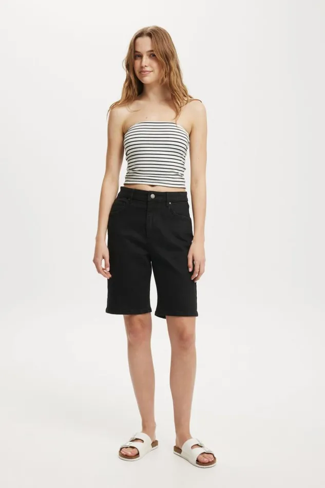 Stretch Denim Bermuda Short Graphite Black Women Cotton On Shorts