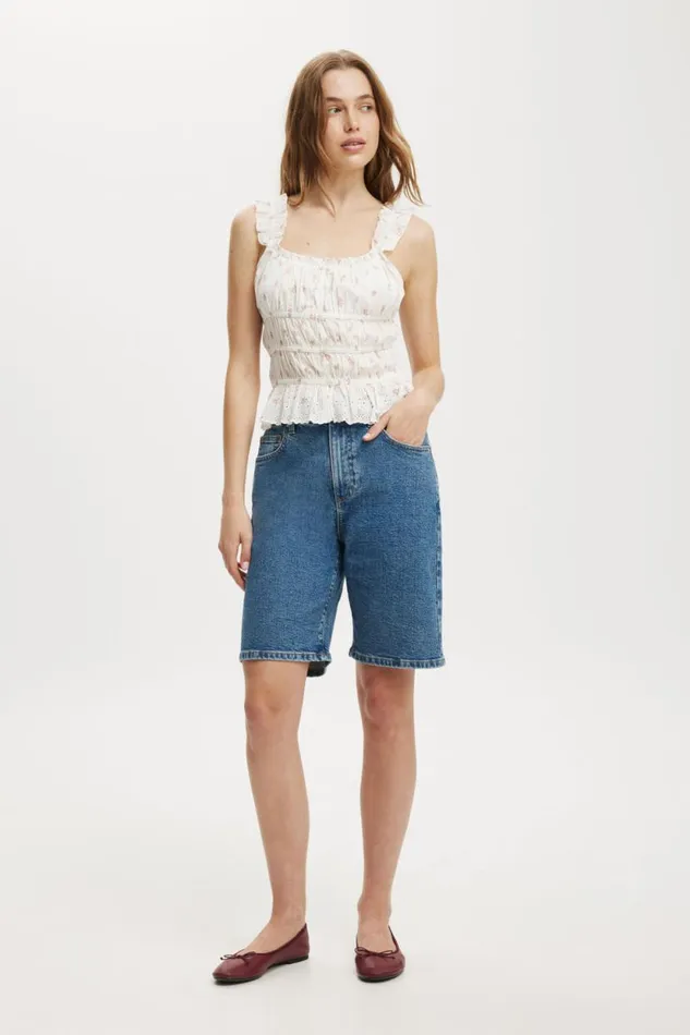 Stretch Denim Bermuda Short Sea Blue Women Cotton On Shorts