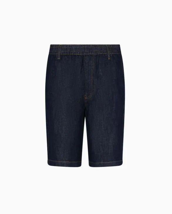 Stretch Denim Bermuda Shorts Blue Men Armani Matching Sets