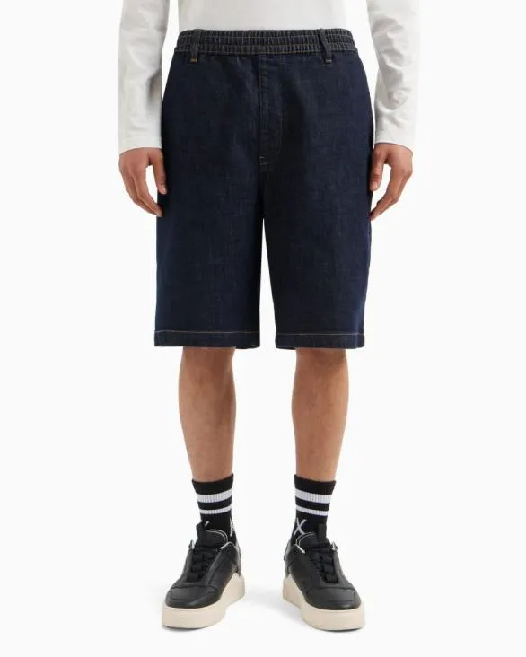Stretch Denim Bermuda Shorts Blue Men Armani Matching Sets Stretch Denim Bermuda Shorts Blue Men Armani Matching Sets