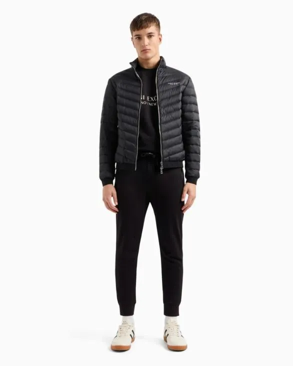 Stretch Fabric Zipup Hoodie Black Men Armani Matching Sets