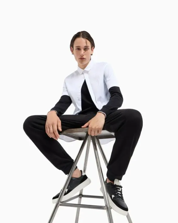Stretch Nylon Jogger Trousers Black Men Armani Matching Sets Stretch Nylon Jogger Trousers Black Men Armani Matching Sets