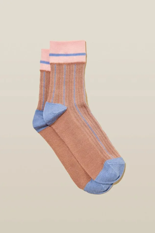 Stripe Mesh Crew Sock Mochablue Stripe Women Cotton On Socks