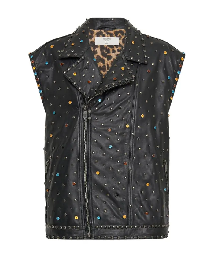 STUDDED JEWEL LEATHER EAGLE PUNK SLEEVELESS JACKET Women One Teaspoon Jackets STUDDED JEWEL LEATHER EAGLE PUNK SLEEVELESS JACKET Women One Teaspoon Jackets
