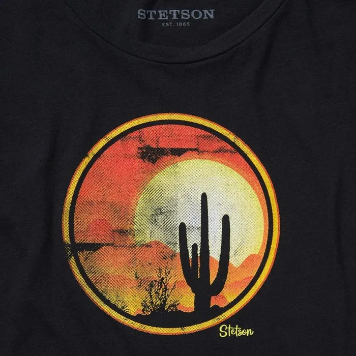 Sunset Saguaro Graphic Tee Black Women Stetson Tees