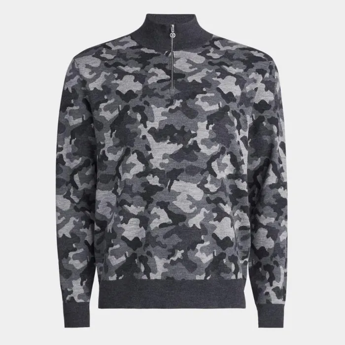 Sweaters Men GFORE CAMO JACQUARD MERINO WOOL QUARTER ZIP SWEATER Charcoal Camo Sweaters Men GFORE CAMO JACQUARD MERINO WOOL QUARTER ZIP SWEATER Charcoal Camo