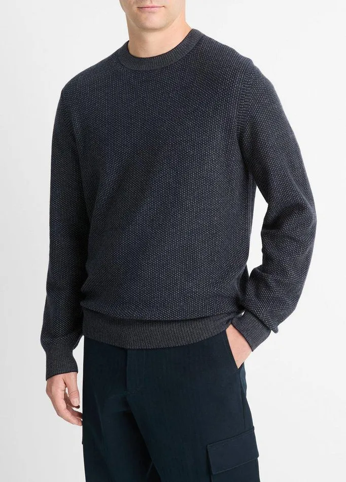 Sweaters Men Vince GeoJacquard WoolBlend Crew Neck Sweater Coastal Bluemedium Grey Sweaters Men Vince GeoJacquard WoolBlend Crew Neck Sweater Coastal Bluemedium Grey