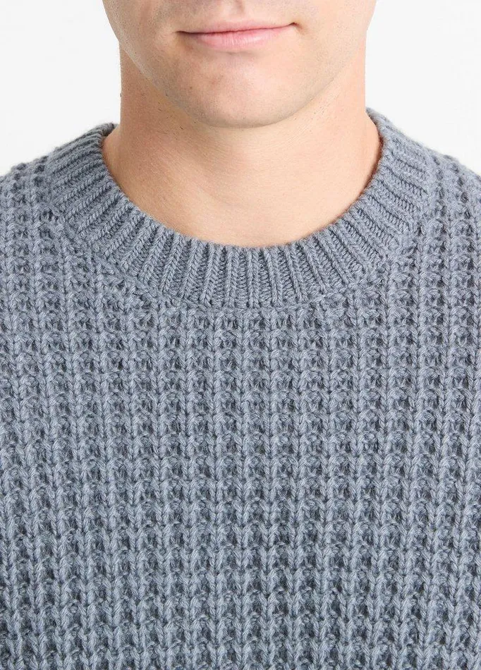Sweaters Men Vince MacroWaffle Crew Neck Sweater Evening Mist Sweaters Men Vince MacroWaffle Crew Neck Sweater Evening Mist