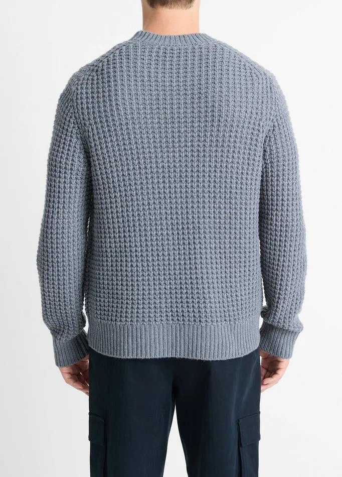 Sweaters Men Vince MacroWaffle Crew Neck Sweater Evening Mist Sweaters Men Vince MacroWaffle Crew Neck Sweater Evening Mist