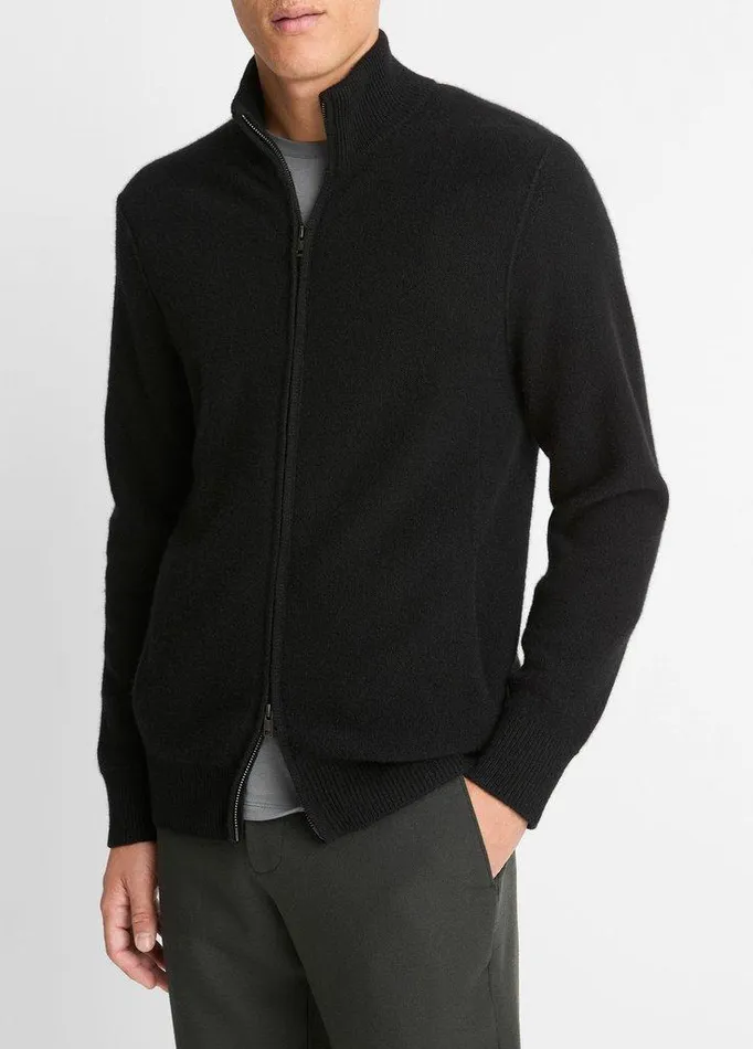Sweaters Men Vince Plush Cashmere FullZip Sweater Black Sweaters Men Vince Plush Cashmere FullZip Sweater Black
