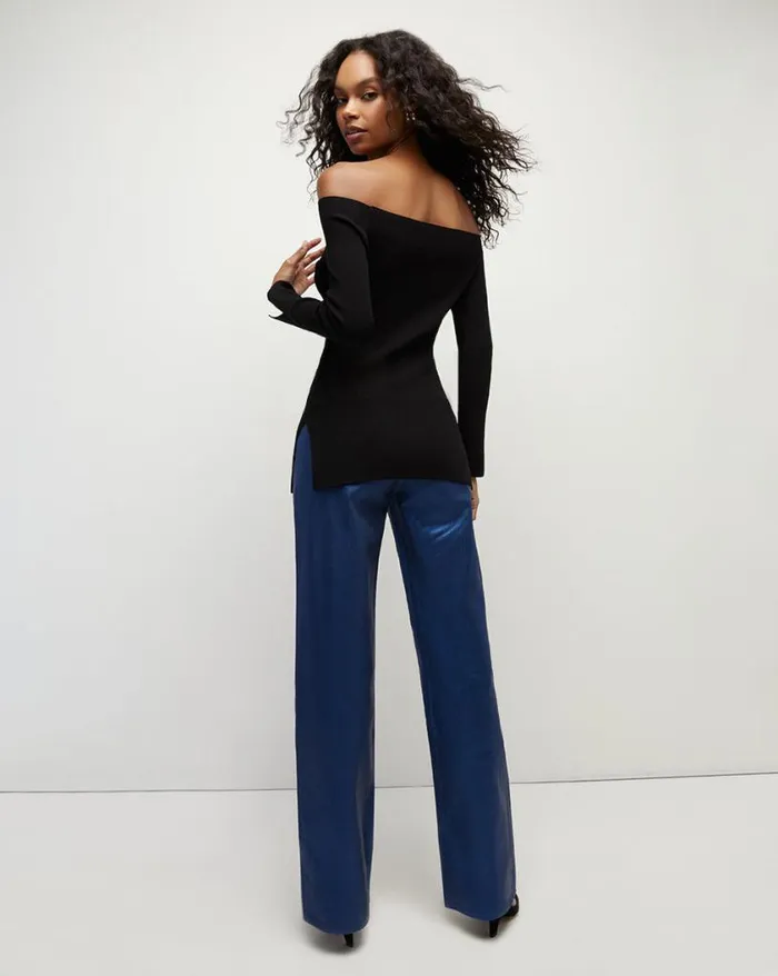 Sweaters Shop Veronica Beard Derick Ribbed OffShoulder Pullover Black
