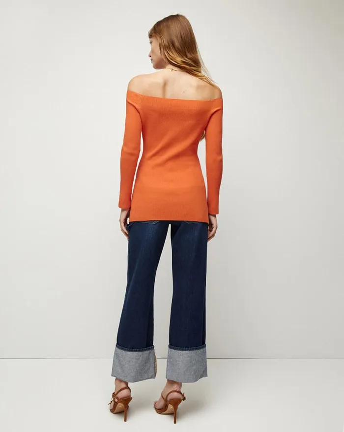 Sweaters Shop Veronica Beard Derick Ribbed OffShoulder Pullover Black