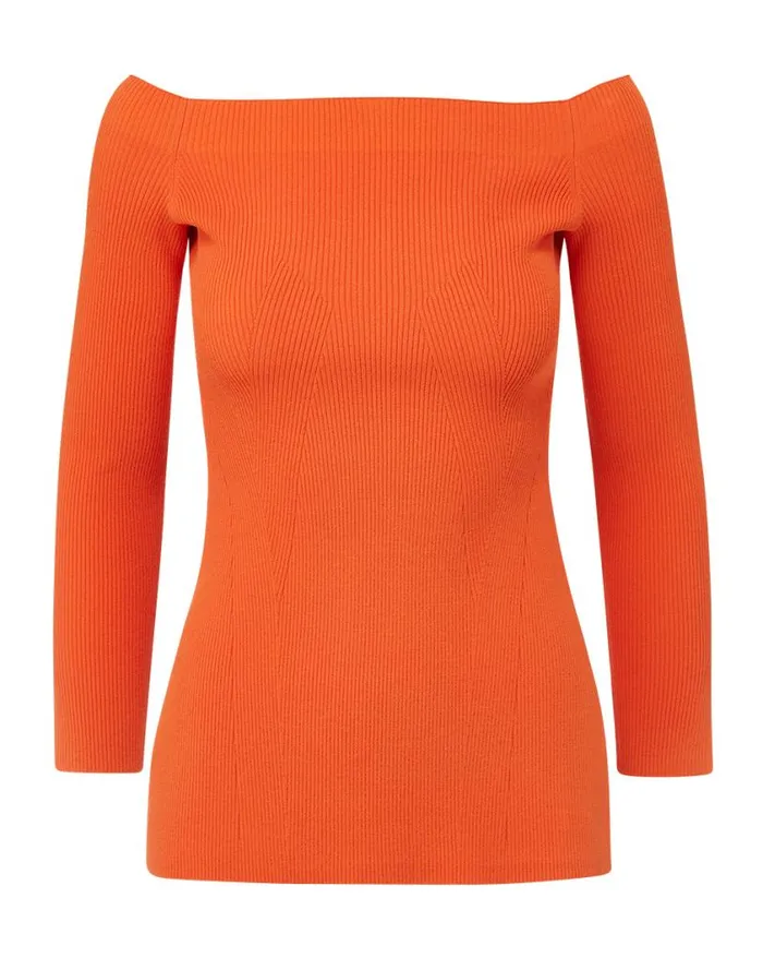 Sweaters Shop Veronica Beard Derick Ribbed OffShoulder Pullover Black