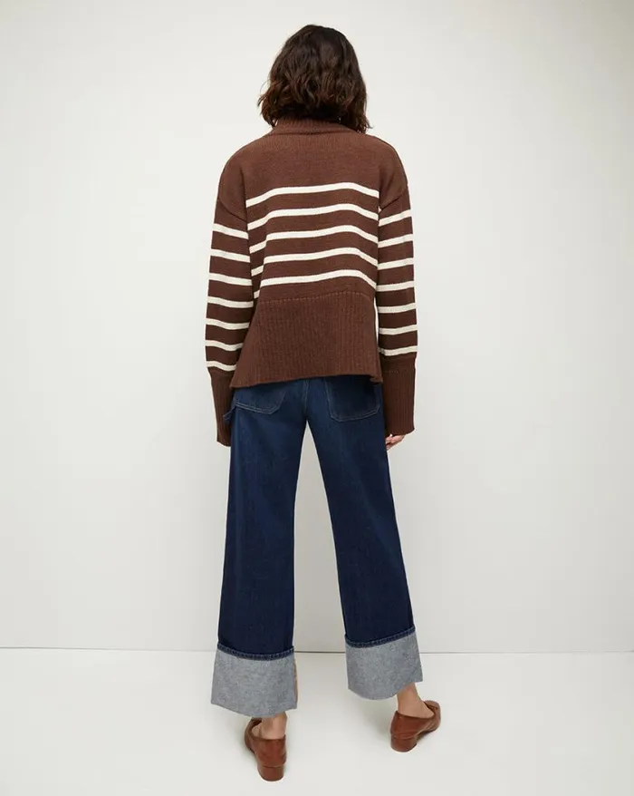 Sweaters Shop Veronica Beard Lancetti NauticalStripe Sweater Chicoryecru