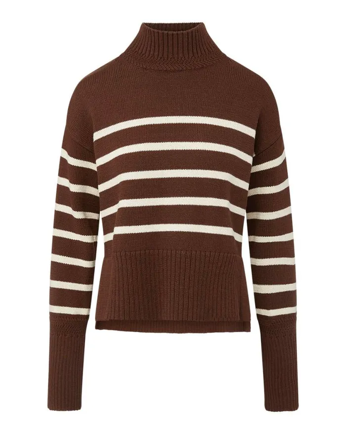 Sweaters Shop Veronica Beard Lancetti NauticalStripe Sweater Chicoryecru