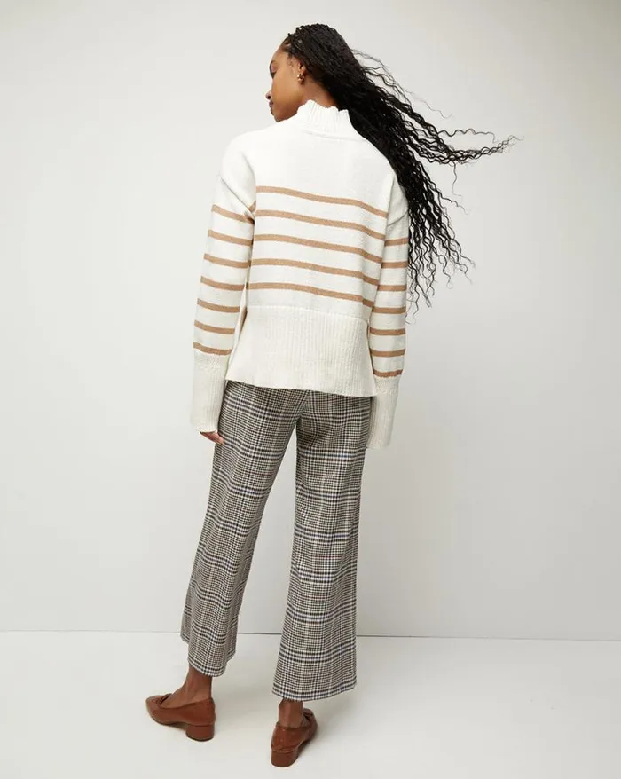 Sweaters Shop Veronica Beard Lancetti NauticalStripe Sweater Chicoryecru