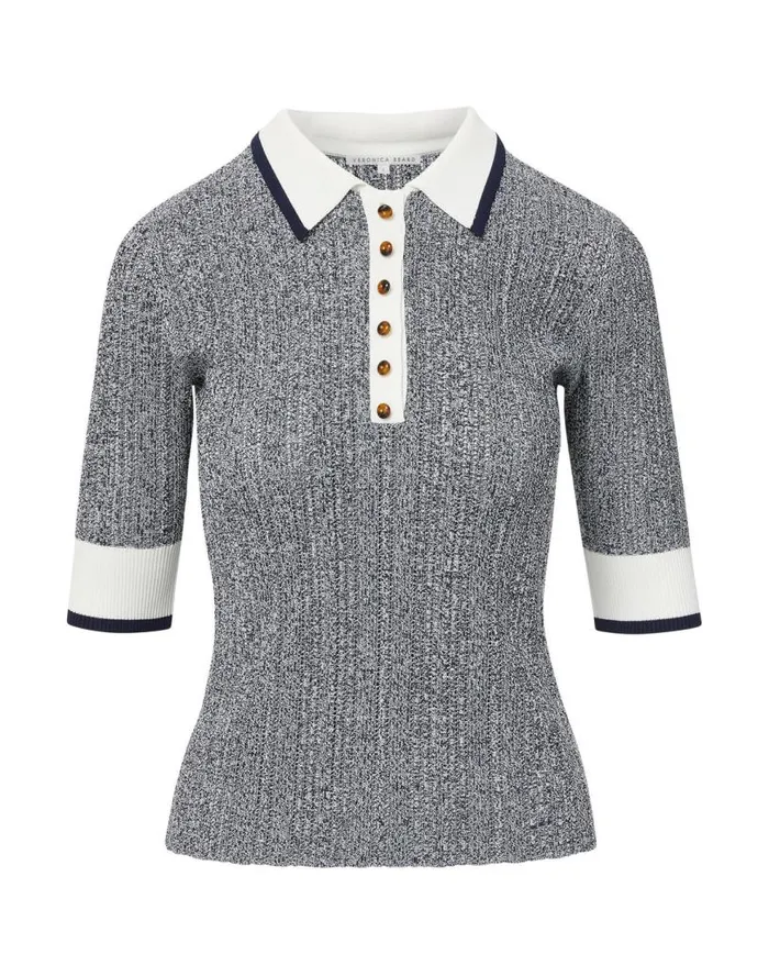 Sweaters Shop Veronica Beard Soza Polo Top Navy Multi