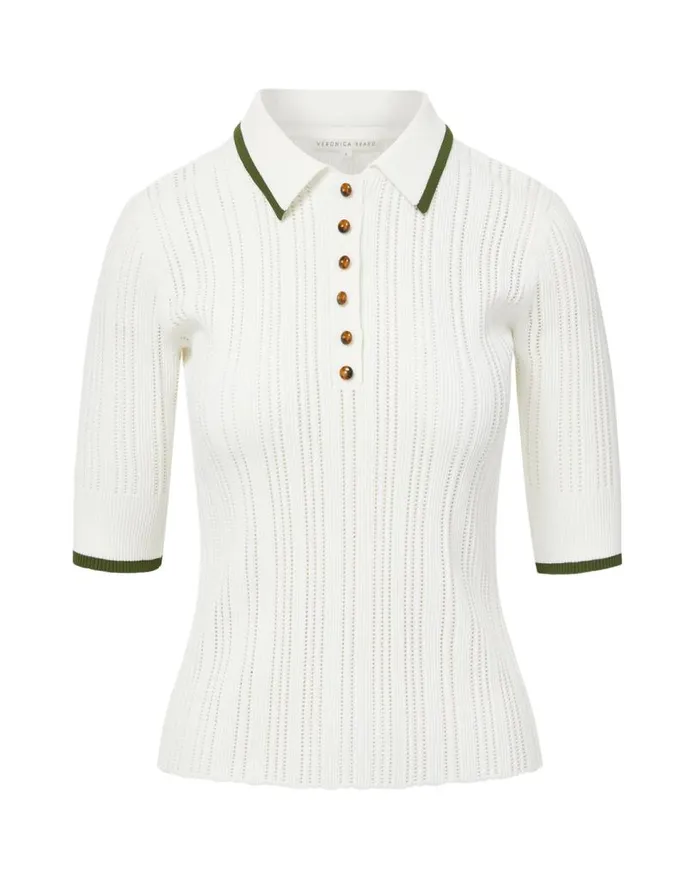 Sweaters Shop Veronica Beard Soza Polo Top Navy Multi