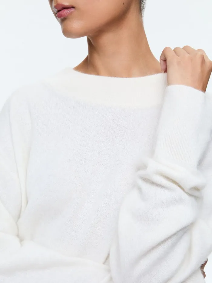 Sweaters Women Alice Olivia ELSA CREWNECK EASY PULLOVER Ecru