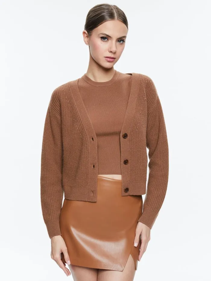 Sweaters Women Alice Olivia JANNIE CARDIGAN Camel