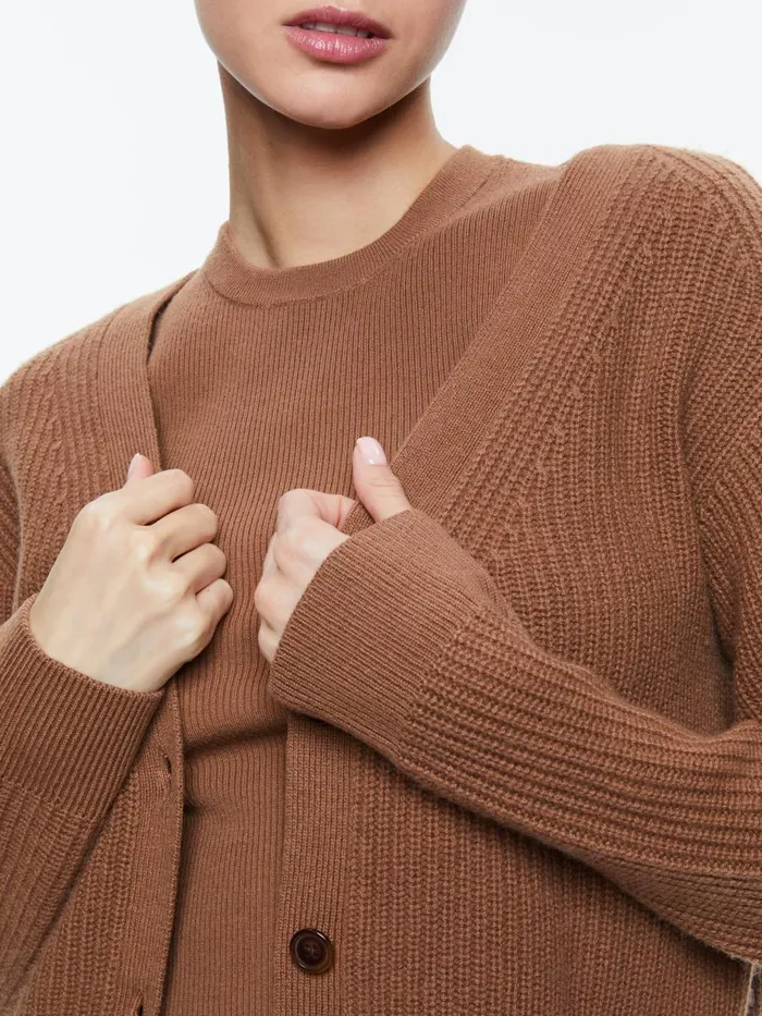 Sweaters Women Alice Olivia JANNIE CARDIGAN Camel