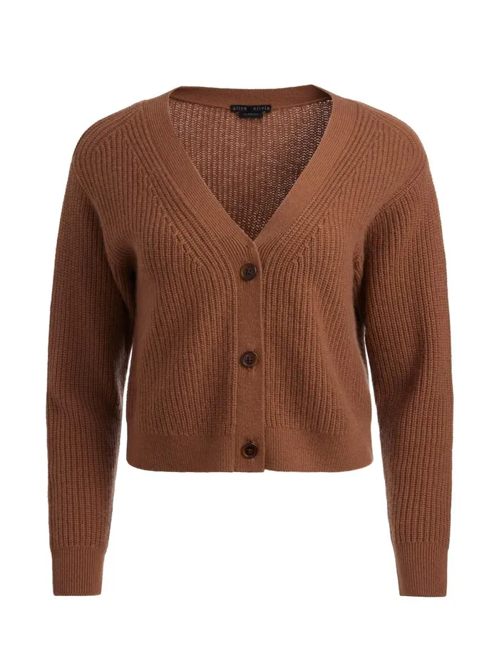Sweaters Women Alice Olivia JANNIE CARDIGAN Camel