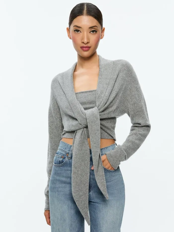 Sweaters Women Alice Olivia LANITA TIE WRAP CARDIGAN Ecru