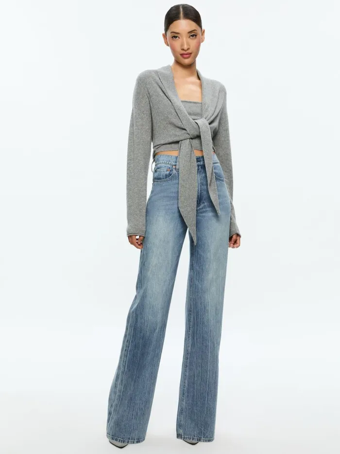 Sweaters Women Alice Olivia LANITA TIE WRAP CARDIGAN Ecru