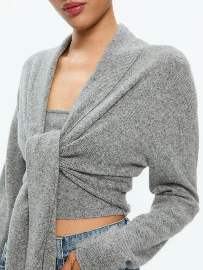 Sweaters Women Alice Olivia LANITA TIE WRAP CARDIGAN Ecru
