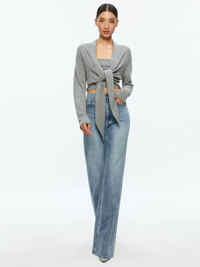 Sweaters Women Alice Olivia LANITA TIE WRAP CARDIGAN Ecru