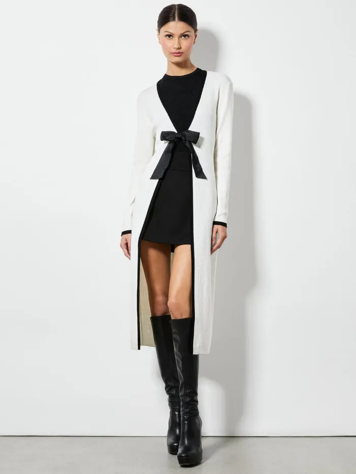 Sweaters Women Alice Olivia SIBEL BOW CARDIGAN Ecrublack