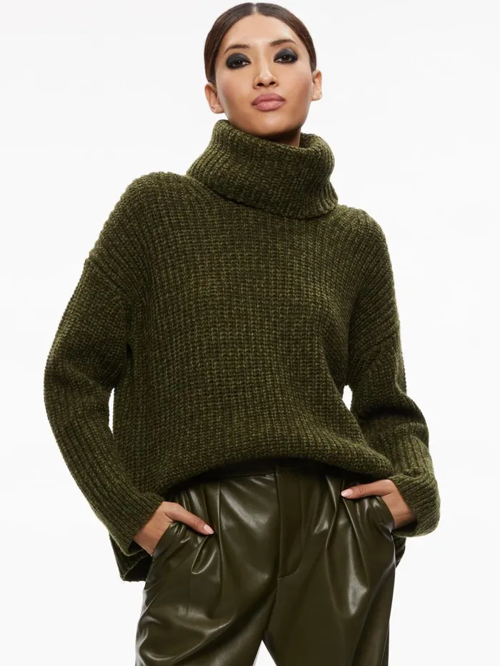 Sweaters Women Alice Olivia VERE DETACHABLE TURTLENECK SWEATER Bordeaux