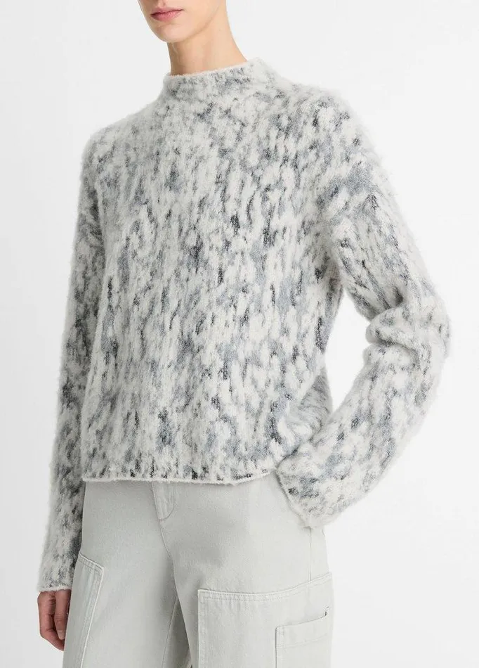 Sweaters Women Vince Abstract Onyx Jacquard WoolBlend Mock Neck Sweater Grey Onyx Sweaters Women Vince Abstract Onyx Jacquard WoolBlend Mock Neck Sweater Grey Onyx