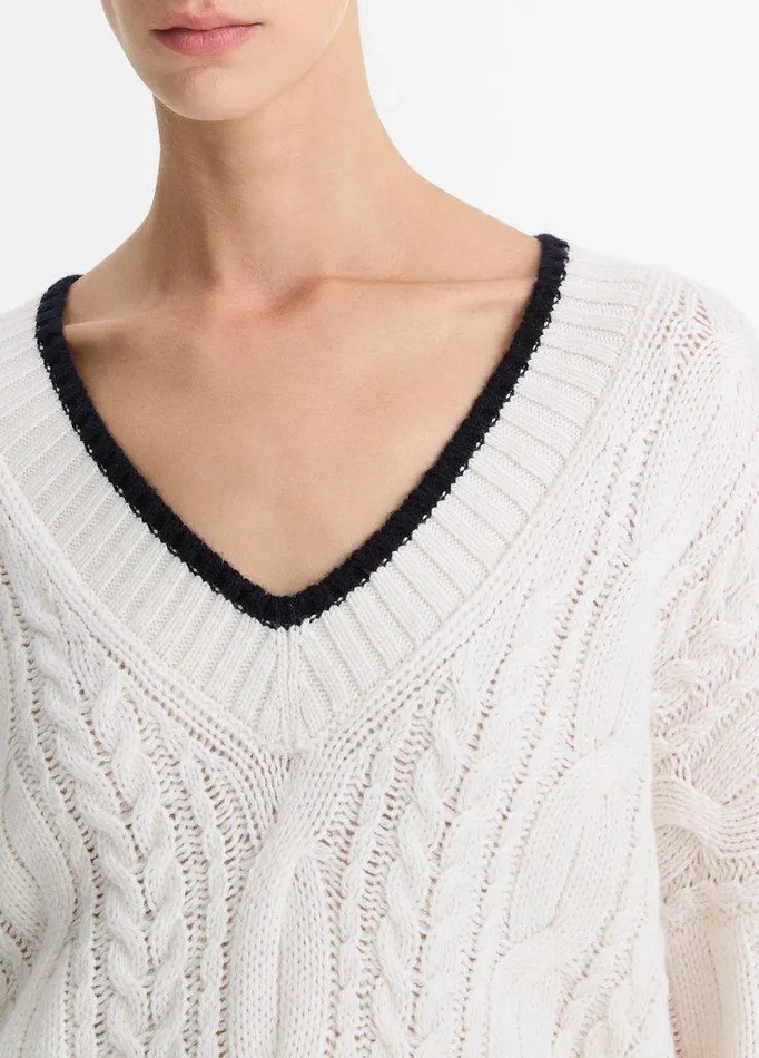 Sweaters Women Vince CableKnit WoolCashmere Oversized Sweater Off Whitecoastal Blue Sweaters Women Vince CableKnit WoolCashmere Oversized Sweater Off Whitecoastal Blue